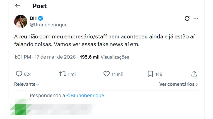 Bruno Henrique desmentiu sobre renovação