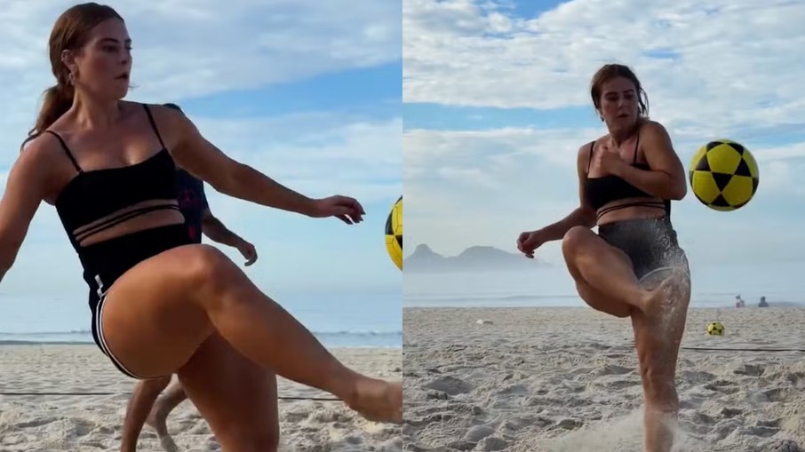 Paolla Oliveira é adepta da prática do futevôlei.