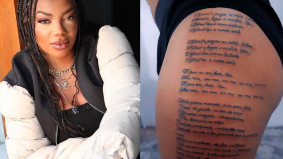 Fã tatua letra de música de Ludmilla na coxa