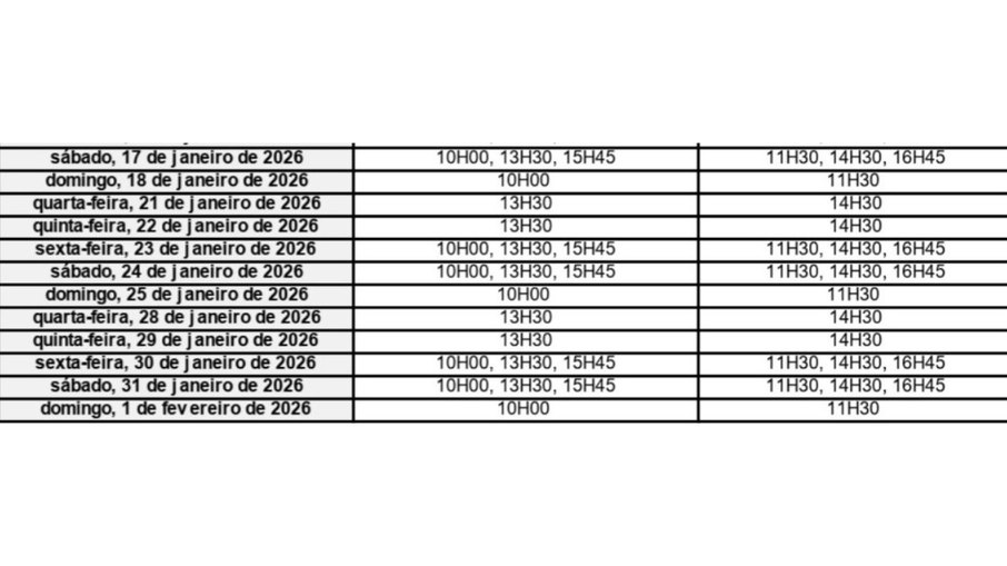 Datas dos passeios da Maria Fumaça de São João del-Rei