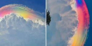 Nuvem "arco-íris" surge após tempestade; assista