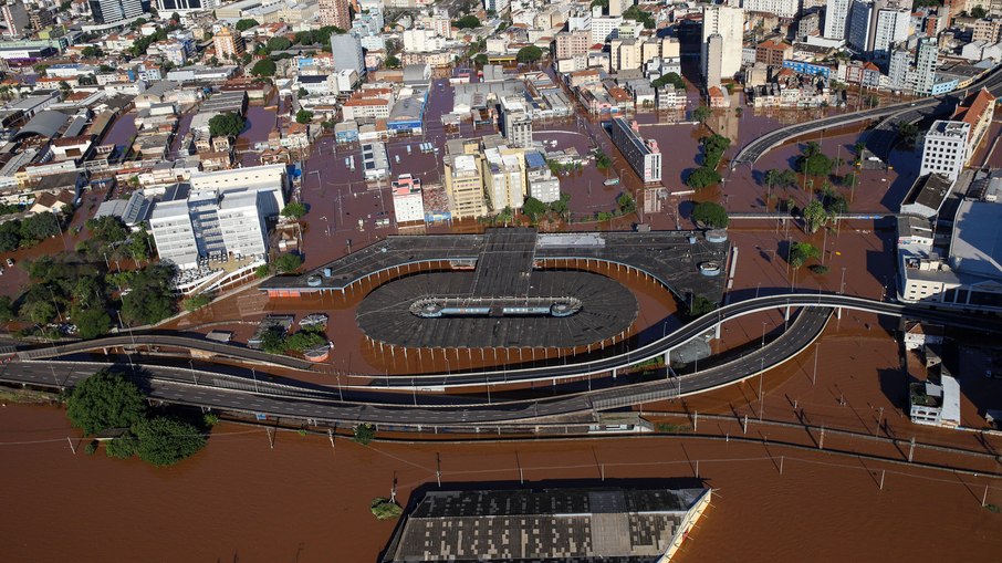 Visão aérea do terminal rodoviário de Porto Alegre