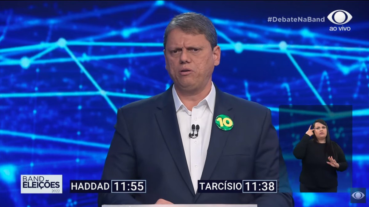 Tarcísio de Freitas no debate da Band