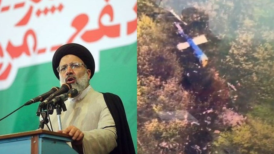 Imagens capturadas por um drone mostram o local da queda do helicóptero do presidente do Irã