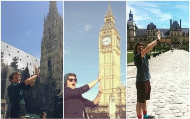 Luis se inspirou na Torre de Pisa para tirar fotos empurrando monumentos ao redor do mundo