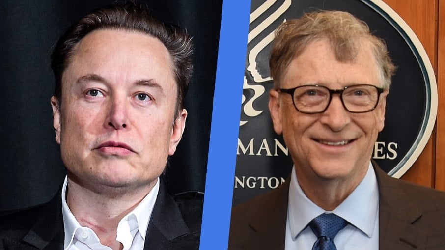 Os magnatas bilionários Elon Musk e Bill Gates