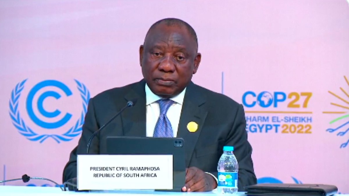 Cyril Ramaphosa, presidente da África do Sul, durante a COP27