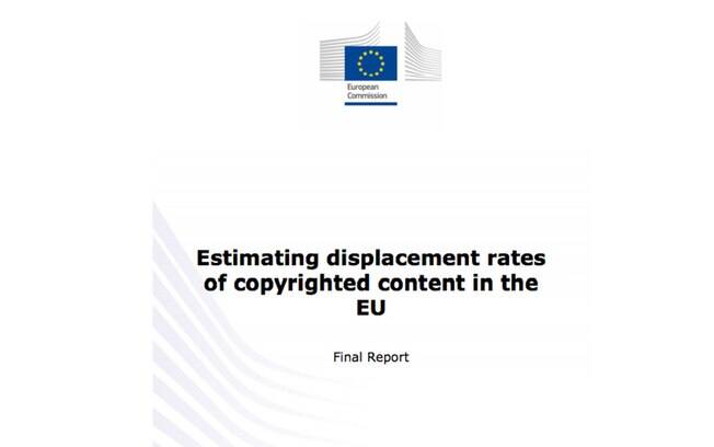 Capa do estudo, entitulado: 'Estimando as taxas de deslocamento de produtos protegidos por direitos autorais'. 