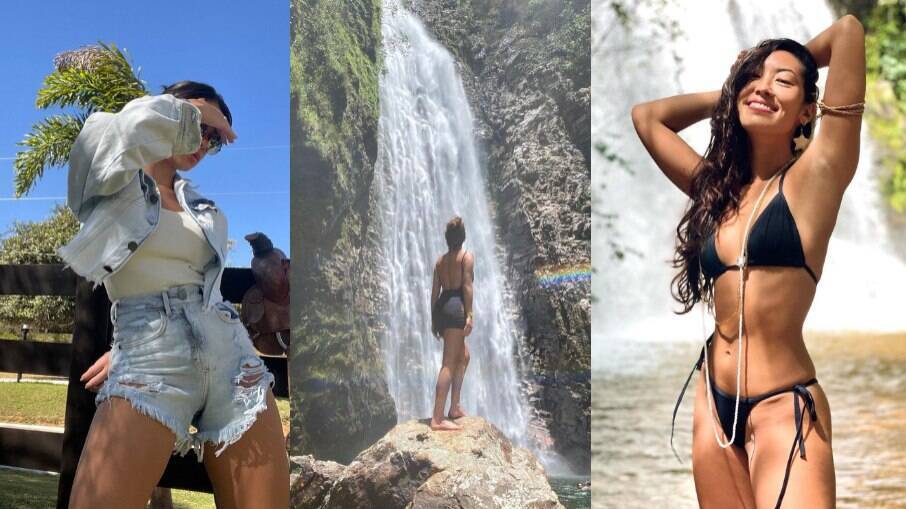Flavia Pavanelli, Fernanda Paes Leme e Ana Hikari curtiram as cachoeiras da Chapada dos Veadeiros.