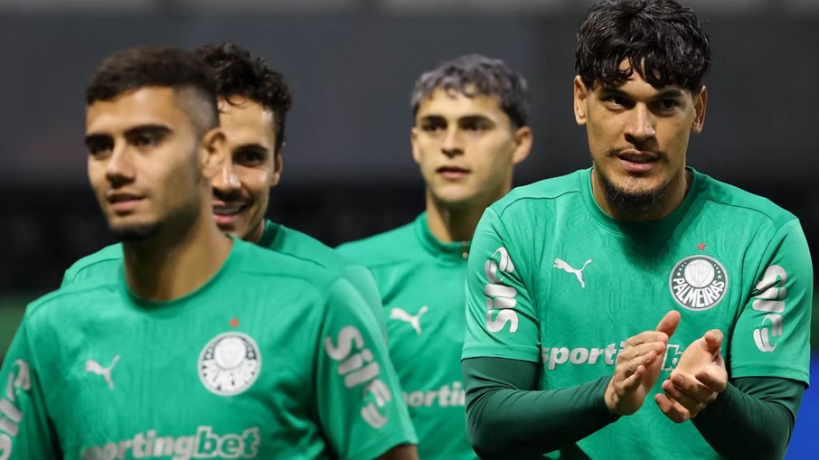 Jogadores do Palmeiras em treino no Allianz Parque na véspera de confronto com o River Jogadores do Palmeiras em treino no Allianz Parque na véspera de confronto com o River