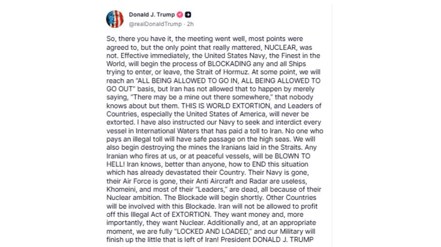 Donald Trump fez essas declarações em uma publicação na plataforma Truth Social