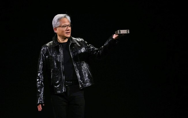 O presidente da Nvidia, Jensen Huang, em Las Vegas, em 6 de janeiro de 2025