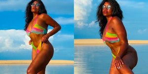 Gaby Amarantos encanta web com biquíni colorido: "Perfeição"