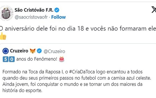 Ronaldo nos tempos em que defendia o São Cristóvão, do Rio de Janeiro
