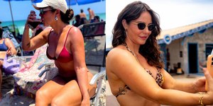 Paolla Oliveira abre álbum de fotos e exibe corpão na praia