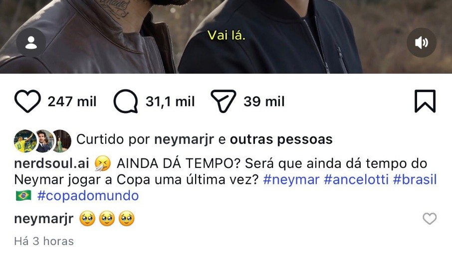 Neymar reage a publicação Neymar reage a publicação