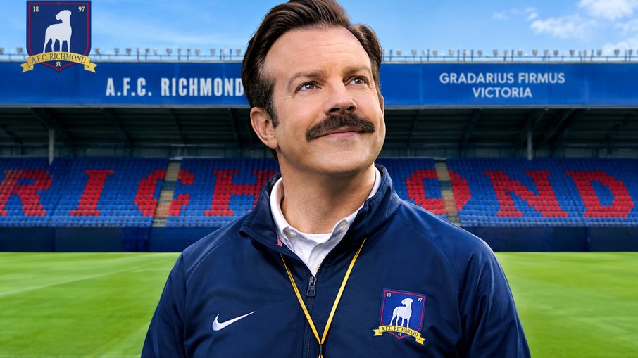 Jason Sudeikis como o coach Ted Lasso em uma série ficcional que inspira e traz lições para o imediatismo presente na vida real Jason Sudeikis como o coach Ted Lasso em uma série ficcional que inspira e traz lições para o imediatismo presente na vida real