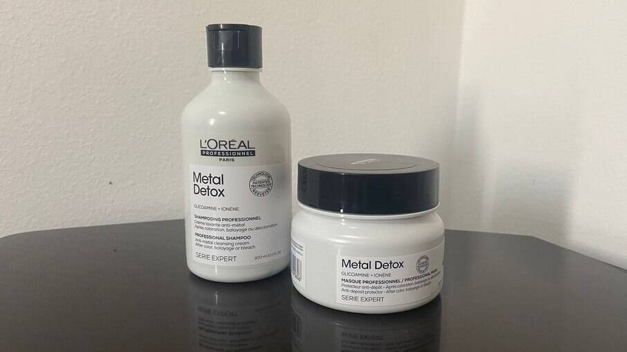 Shampo e máscara da linha Metal Detox da L'Oréal