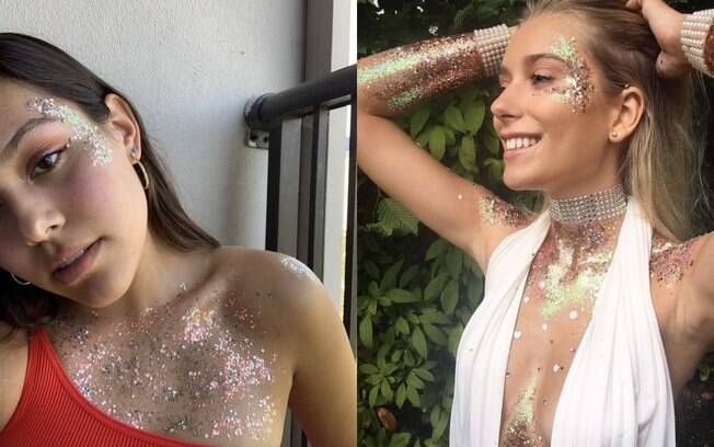 A melhor forma de brilhar pelo corpo inteiro é espalhando glitter sobre a pele