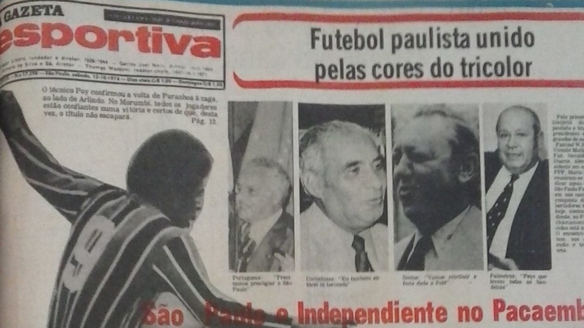 Capa da Gazeta Esportiva destacando o apoio dos presidentes Capa da Gazeta Esportiva destacando o apoio dos presidentes