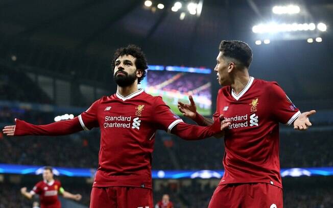 Salah e Firmino comemoram vitória em cima do Manchester City