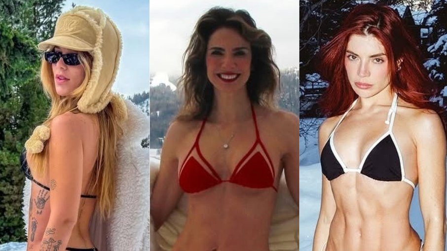 Famosas de biquíni na neve