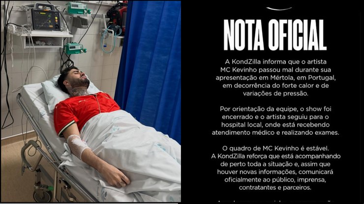 MC Kevinho passa mal durante show em Portugal e é hospitalizado