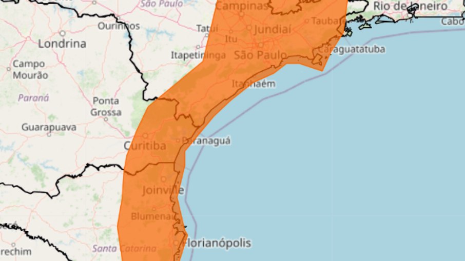 Áreas que podem ser afetadas pela tempestade nesta segunda (19)