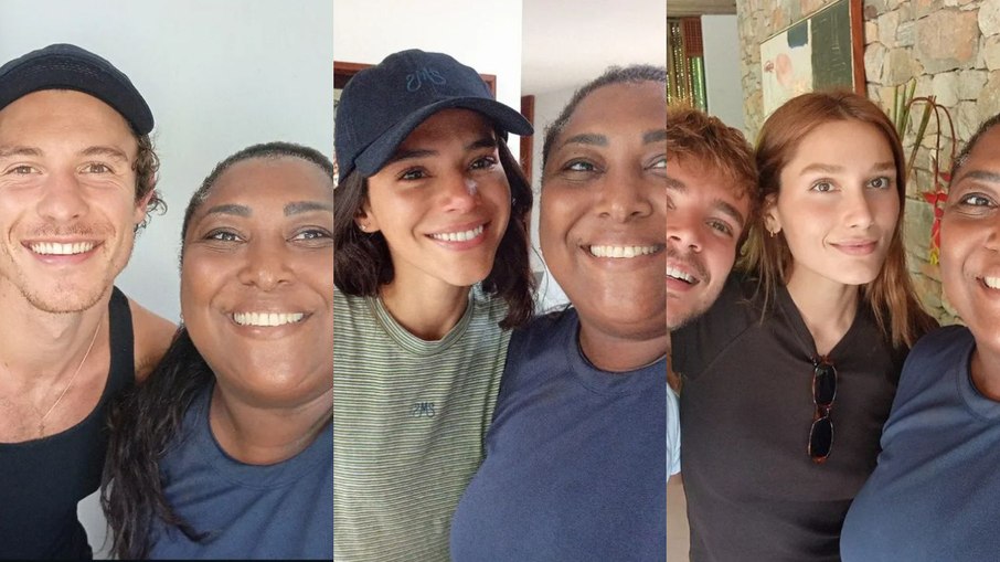 Kuero ao lado de Shawn Mendes, Bruna Marquezine, Sasha e João