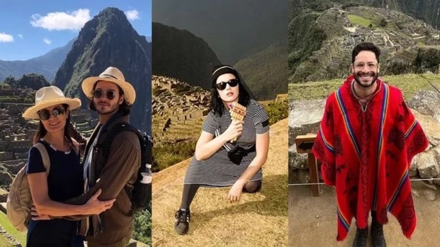 Fátima Bernardes, Túlio Gadelha, Katy Perry e Rainer Cadete em Machu Picchu, no Peru