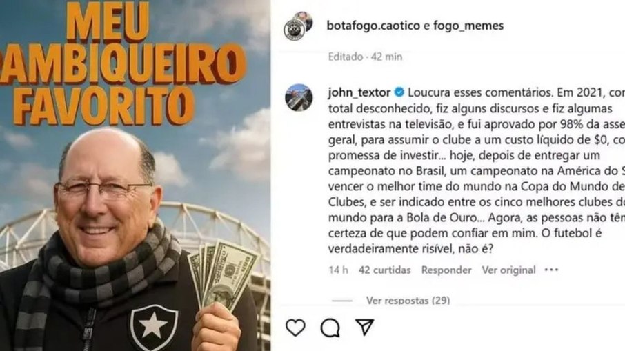 Resposta de John Textor à página botafoguense