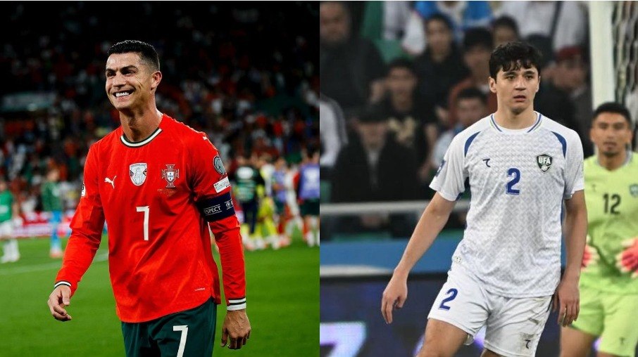 Cristiano Ronaldo e Khusanov travam embate em Portugal x Uzbequistão Cristiano Ronaldo e Khusanov travam embate em Portugal x Uzbequistão