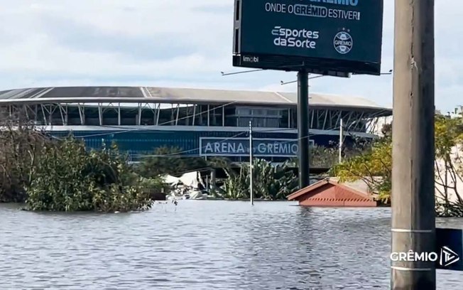 Arena do Grêmio foi atingida pelas fortes chuvas do Rio Grande do Sul