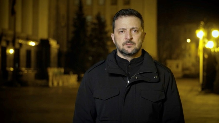 O presidente ucraniano, Volodimir Zelensky, durante um discurso à nação em 4 de março de 2025 O presidente ucraniano, Volodimir Zelensky, durante um discurso à nação em 4 de março de 2025