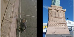 Havan divulga vídeo de suspeito pichando Estátua da Liberdade