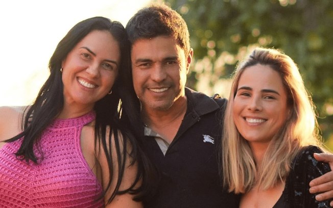 Wanessa Camargo posa ao lado do pai e de Graciele Lacerda