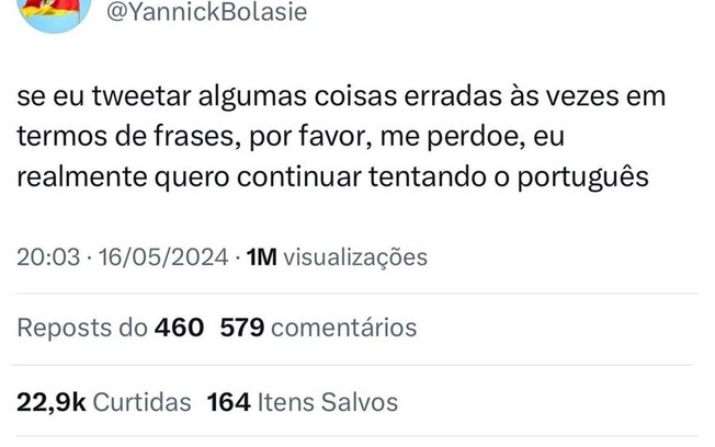 Atacante estrangeiro, Yannick Bolasie, comenta a respeito de sua tentativa de praticar o português