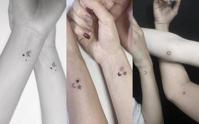 As estrelas são ótimos símbolos para tatuar com os amigos, mas você também pode misturar com outros astros