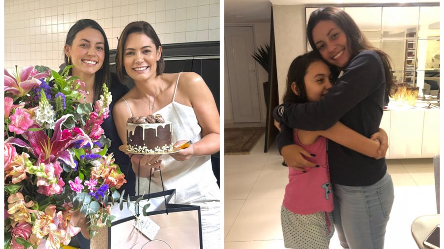 Michelle Bolsonaro com as filhas Letícia Firmo e Laura Bolsonaro