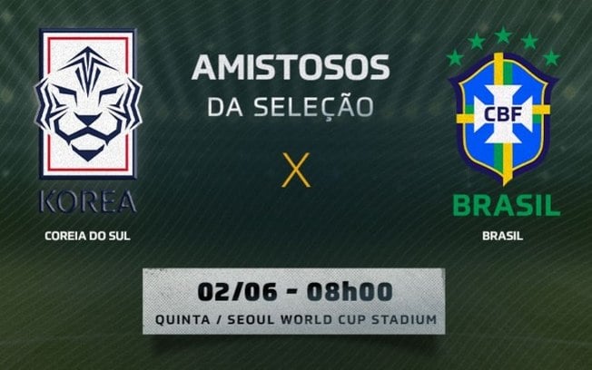 Coreia do Sul x Brasil: onde assistir, horário e escalações do amistoso da Seleção