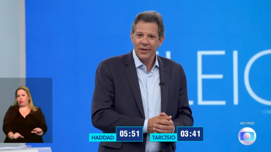 Haddad (PT) durante o debate organizado pela TV Globo
