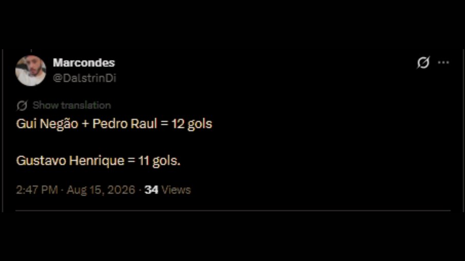 Torcedor compara números de Gui Negão, Pedro Raul e Gustavo Henrique