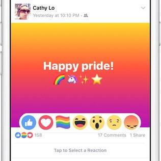 Reação 'orgulho' anunciada pelo Facebook será exibida temporariamente no mês de junho