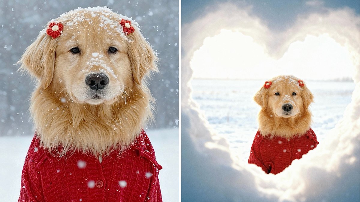 Golden Retriever faz ensaio na neve Golden Retriever faz ensaio na neve