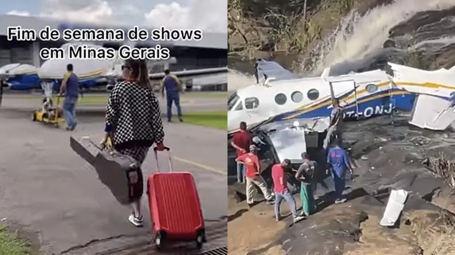 Um dos últimos registros da cantora antes de entrar na aeronave Um dos últimos registros da cantora antes de entrar na aeronave