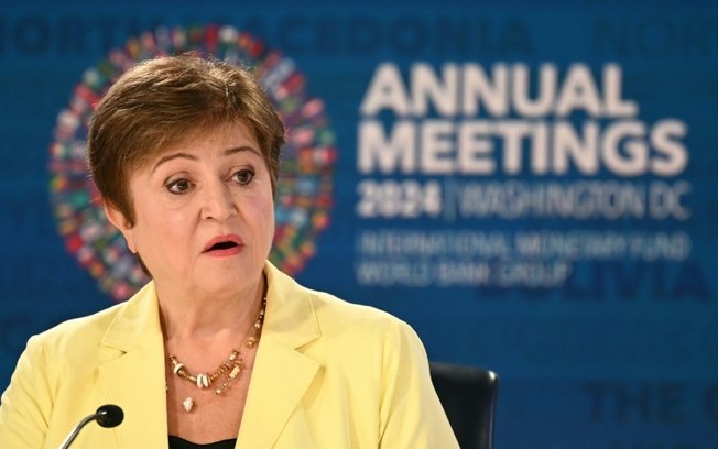 A diretora-gerente do Fundo Monetário Internacional, Kristalina Georgieva, em outubro de 2024 A diretora-gerente do Fundo Monetário Internacional, Kristalina Georgieva, em outubro de 2024