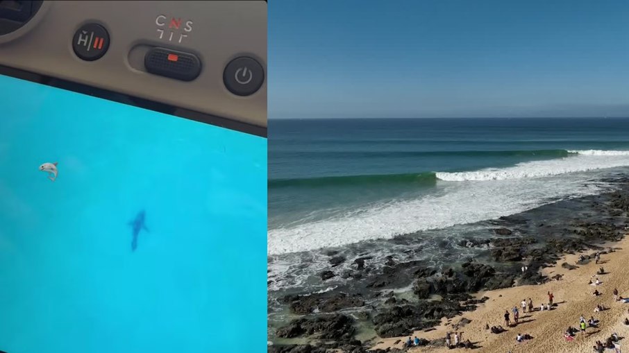 Jeffreys Bay, localizada na África do Sul, onde tubarão foi visto Jeffreys Bay, localizada na África do Sul, onde tubarão foi visto
