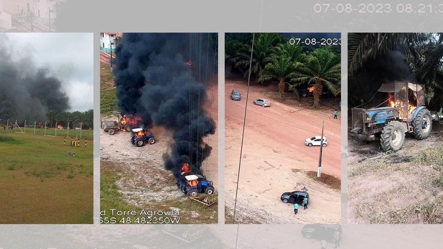 Imagens das câmeras de segurança no momento da invasão e queima dos maquinários