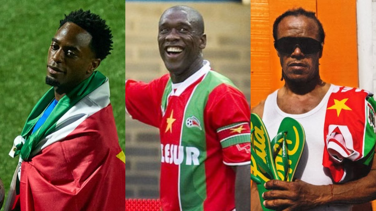 Atleta da atual seleção do Suriname e dois ex-jogadores da Holanda nascidos no país: Seedorf e Davids