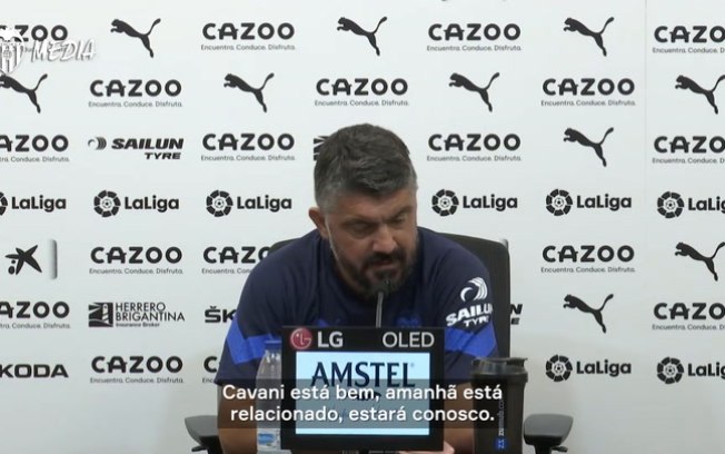 Gattuso confirma estreia de Cavani no Valencia: 